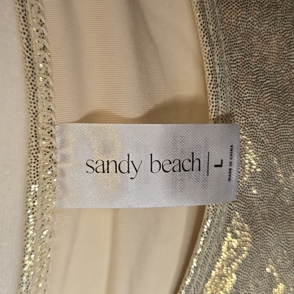 Sandy Beach Gold Stretchy String Bikini Bottom - Size L - Picture 2 of 7